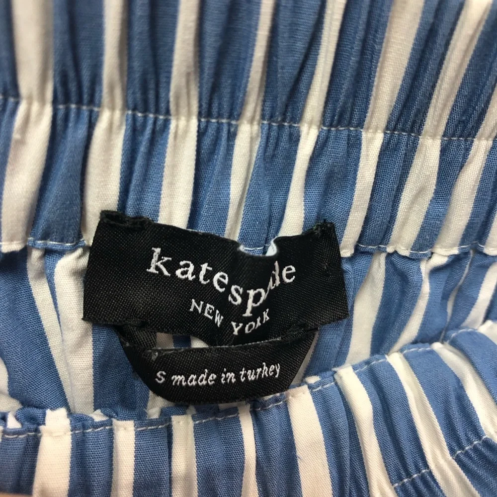 Kate Spade Striped Cotton Skirt Sz S Full Midi Ruffled Hem Coastal Summer Preppy - Picture 8 of 10